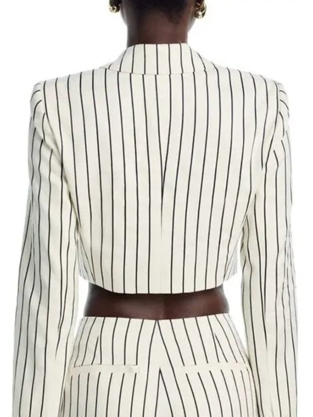 White w/ black pinstripes crop blazer